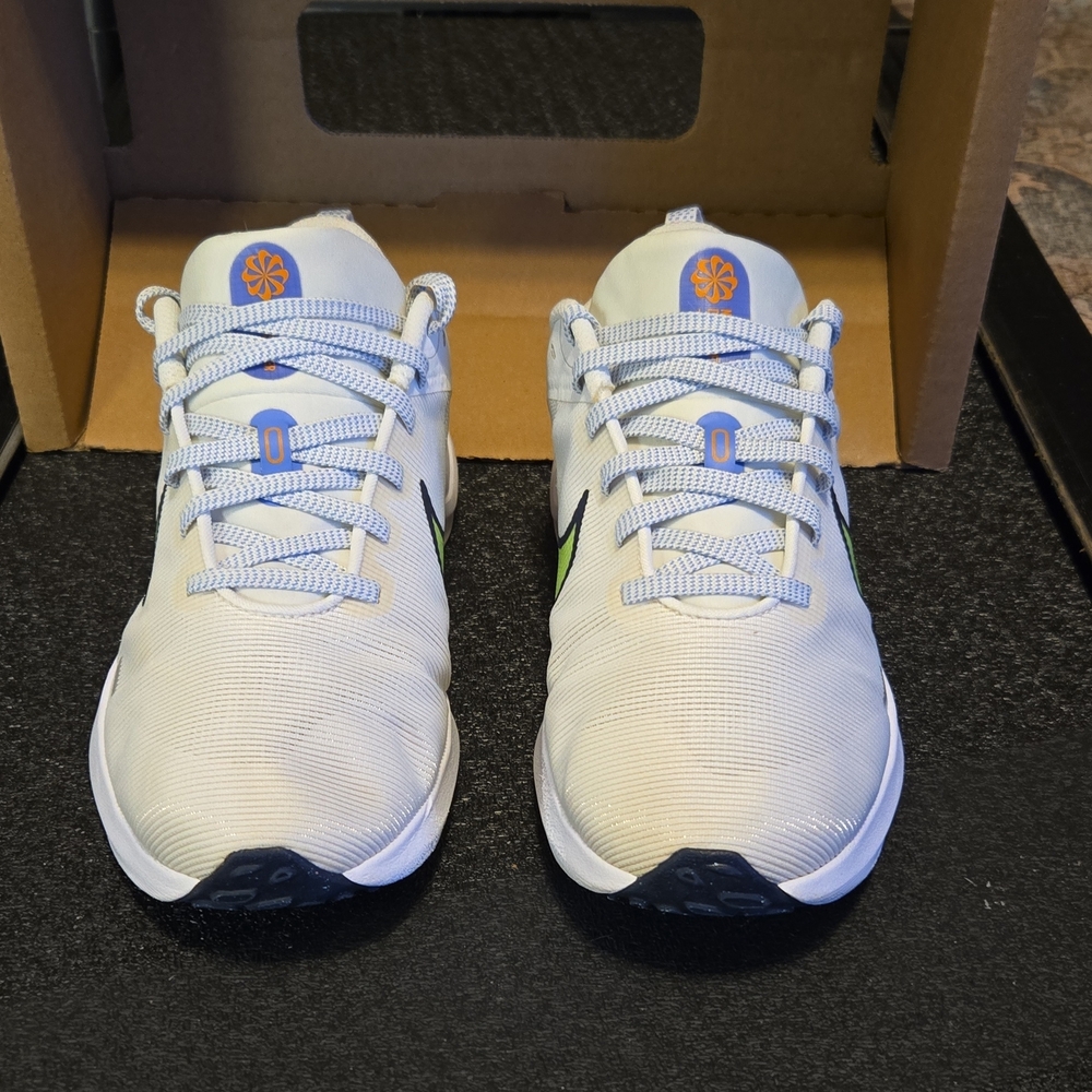 Nike Downshifter 12 White Blue Green Women's Mesh Running Shoes US 8 DD9294-104